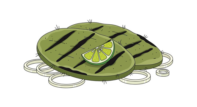 Grilled cactus pads with lime and onion rings a vibrant southwestern dish