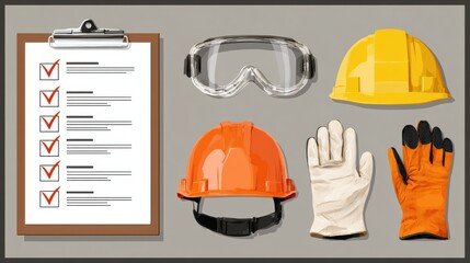 Safety Equipment and Checklist for Construction Sites Ensuring Worker Protection and Compliance During Project Execution
