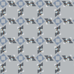 Abstract line shape geometric motif basic pattern continuous background. Oriental style tile modern lux fabric design textile swatch. 