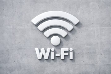 Wi-Fiアイコンが表示された壁面で無線通信やインターネット接続環境を示すシンプルなイメージ