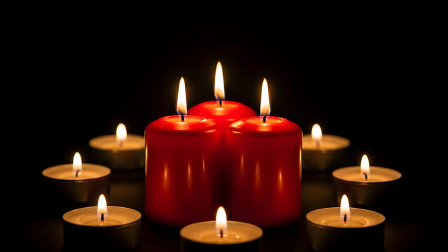 Lit candles in a dark room for national day of remembrance - Powered by Adobe