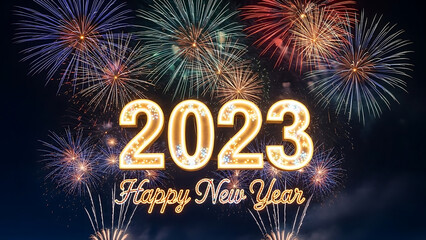 Celebrating the new year 2023 with fireworks