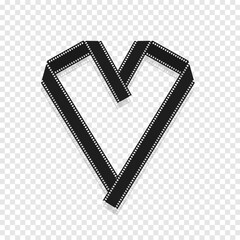 Film strip folded into a heart shape on transparent background. Vector illustration