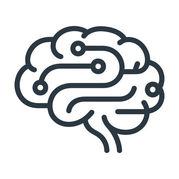 sketch of brain, black and white, stylized, minimal, geometric, abstract, modern, digital art