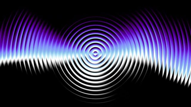 Looping 3D animation. Abstract minimalist black background of flat discs with reflection. Blue and white gradient transforms and changes colors