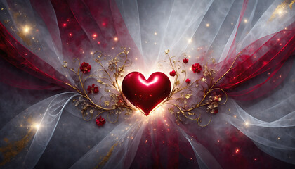 Karta walentynkowa z sercami w kolorach białych i czerwonych. Symbole miłości i wierności. Kształt serca jako symbol miłości. 