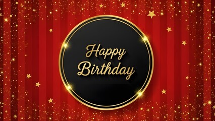 Happy birthday wishes with gold text on red background