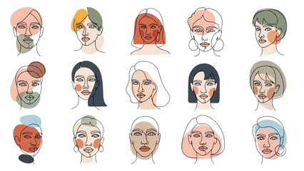 Diverse group of people with various skincare routines and facial expressions illustrated in a grid
