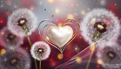 Karta walentynkowa z sercami w kolorach białych i czerwonych. Symbole miłości i wierności. Kształt serca jako symbol miłości. 