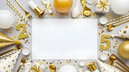 New year's eve celebration background with gold and white decorations