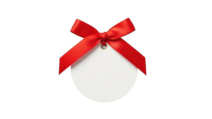 Red bow on white ornament isolated on transparent background