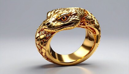 Ornate gold ring sculpted as a serpent's head