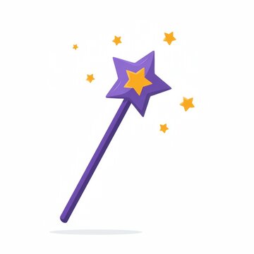 Purple and yellow magic wand button or icon for app, enhance ui interface tool