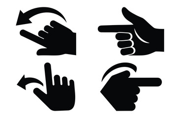 Obraz premium swipe left silhouette vector icon set, black color and white background