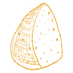 Cheese wedge, triangular slice illustration. Half cheese slice. Cheese wedge icon, charcuterie piece
