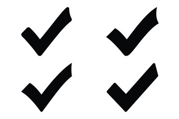 verified check silhouette vector icon set, black color and white background