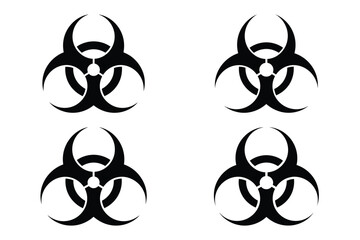 bio hazard symbol silhouette vector icon set, black color and white background