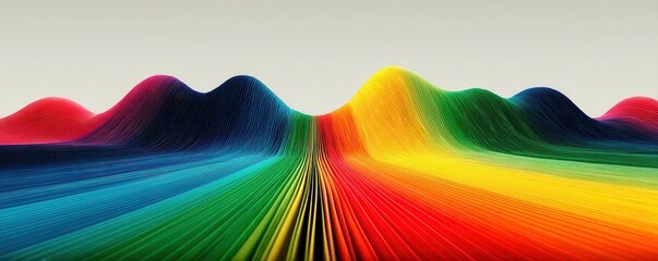 Vibrant rainbow wave lines create a dynamic, colorful abstract graphic for design projects