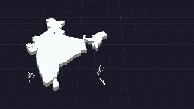 Delhi, highlighted on the India Map Video, with Borders, Geography & Education. India map video, Indian territory video.

