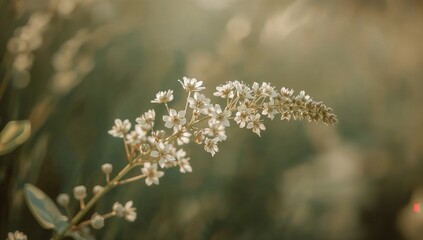 White Flowers Bloom on a Branch During Daytime in a Natural Setting With Blurred Background