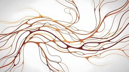 Neural Network: Abstract Flowing Synapse Lines on White Background