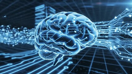 A captivating futuristic digital cityscape with glowing blue circuit board patterns and abstract data streams representing advanced technology artificial intelligence and global network connectivity . - Powered by Adobe