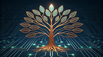 Glowing Tree of Life on Digital Circuit Board technology