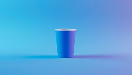 Coffee Cup Stands Alone on a Blue Surface