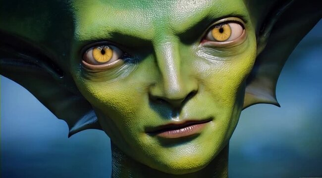 Ser Alienigena Verde com Olhos Caramelo Expressando Simpatia Amigavel e Aparencia Fofa