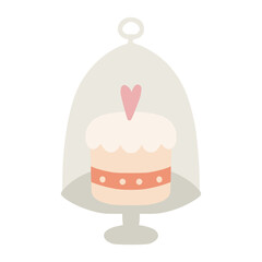 Valentine's day cake celebrating love under cloche