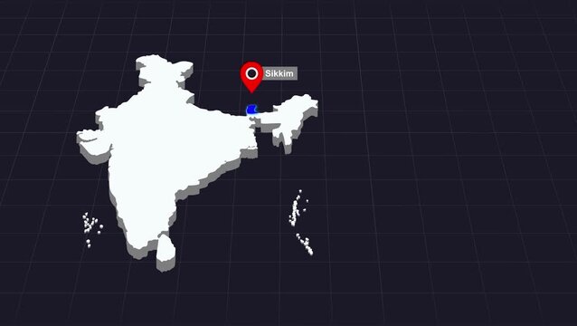 Sikkim India Map Animation Highlighted State