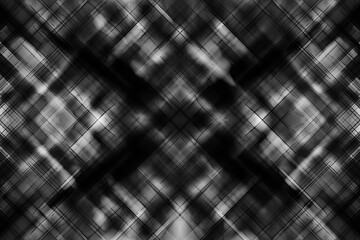 黒と白と灰のモノクロの色のグラデーションで格子、チェック、縞、バツのようなイメージの柄の模様でラフの線で描画し、かすれやぼかし効果もあるテクスチャ、背景、壁紙