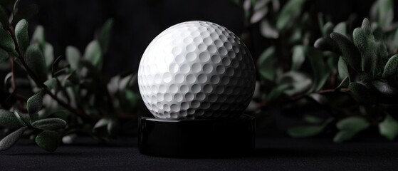 Elegant golf ball centerpiece on a dark background.