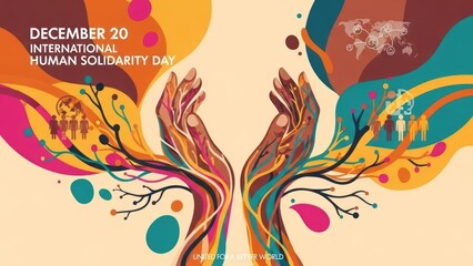 Vibrant illustration celebrating International Human Solidarity Day with unity