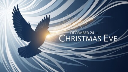 Christmas Eve celebration with dove silhouette and shining light