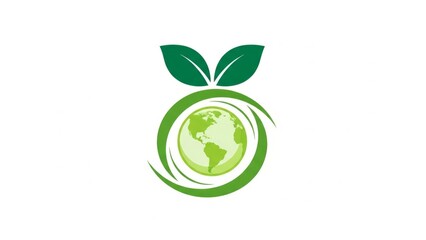 Green globe logo with leaves symbolizing eco friendly earth care