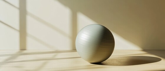 Light-drenched, pale sphere rests on a neutral surface.