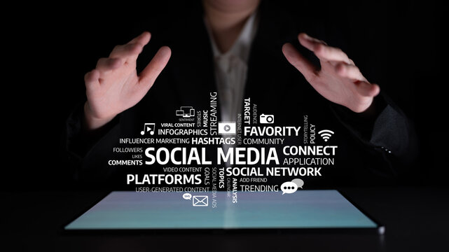 Visual representation of social media marketing strategy highlighting engagement, trends, and communication methods used in the digital landscape for effective outreach. Tessel - Powered by Adobe