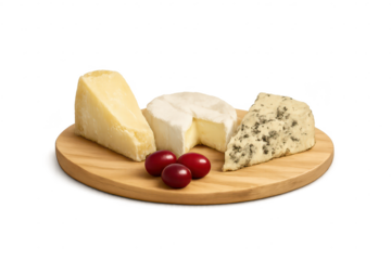 Delicious cheese platter on a transparent background for your enjoyment!