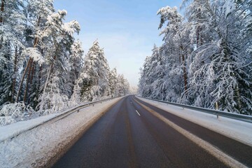 winter road in the snow © talavietis
