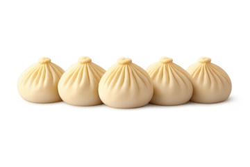 Five Khinkali dumplings presented on a transparent background image.
