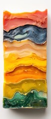 Vibrant layered soap bar showcasing a spectrum of colors.