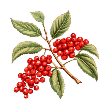 Vibrant Rowan Tree Branch Leaves Close-Up