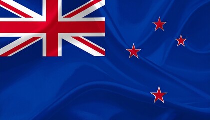 New Zealand Flag with Union Jack and Southern Cross Constellation on Blue Field