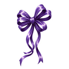 Purple ribbon bow on black background