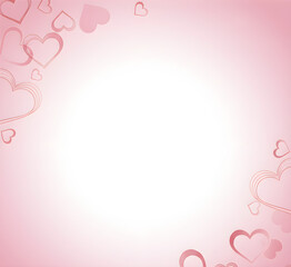 A soft pink background featuring a central white glow framed by delicate floating heart outlines.