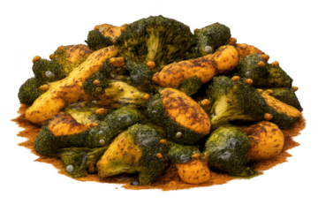 Stylized Broccoli and Potatoes on a transparent background render art