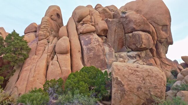 Natural rock formation resembling a human face located along a spur trail off Split Rock Loop Trail in Joshua Tree National Park California