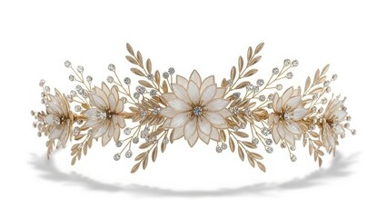 Elegant floral tiara with diamonds and gold
