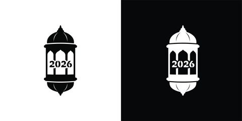 Fototapeta premium Islamic Mosque Silhouette 2026 Vector Icon for Ramadan and New Year